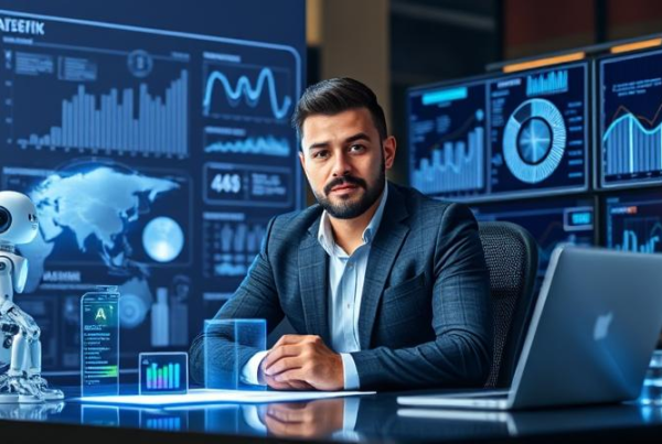 Entrepreneur using AI technology to boost business productivity and success.