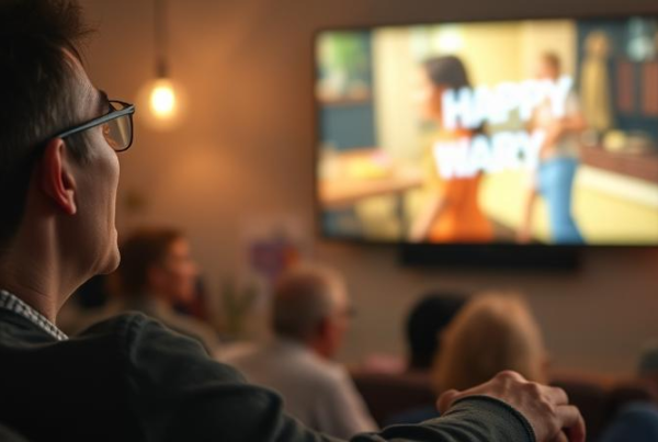 A person emotionally engaged while watching a heartwarming brand advertisement, showcasing the power of emotional marketing in consumer decision-making."