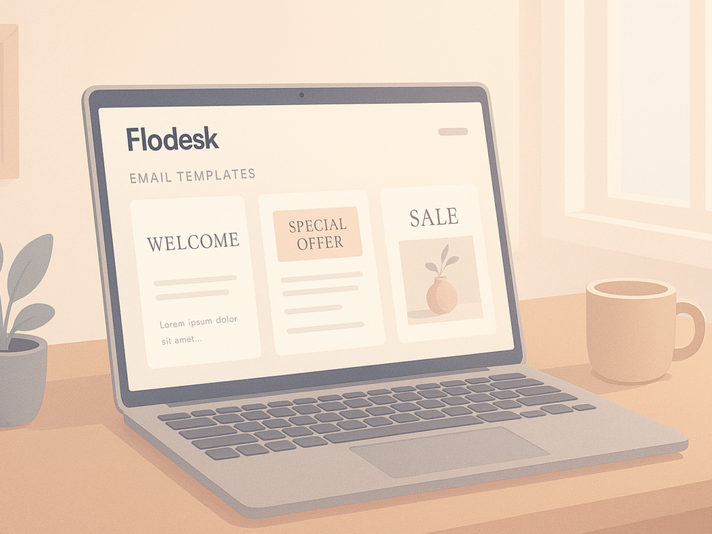 Flodesk email marketing platform with elegant design templates.