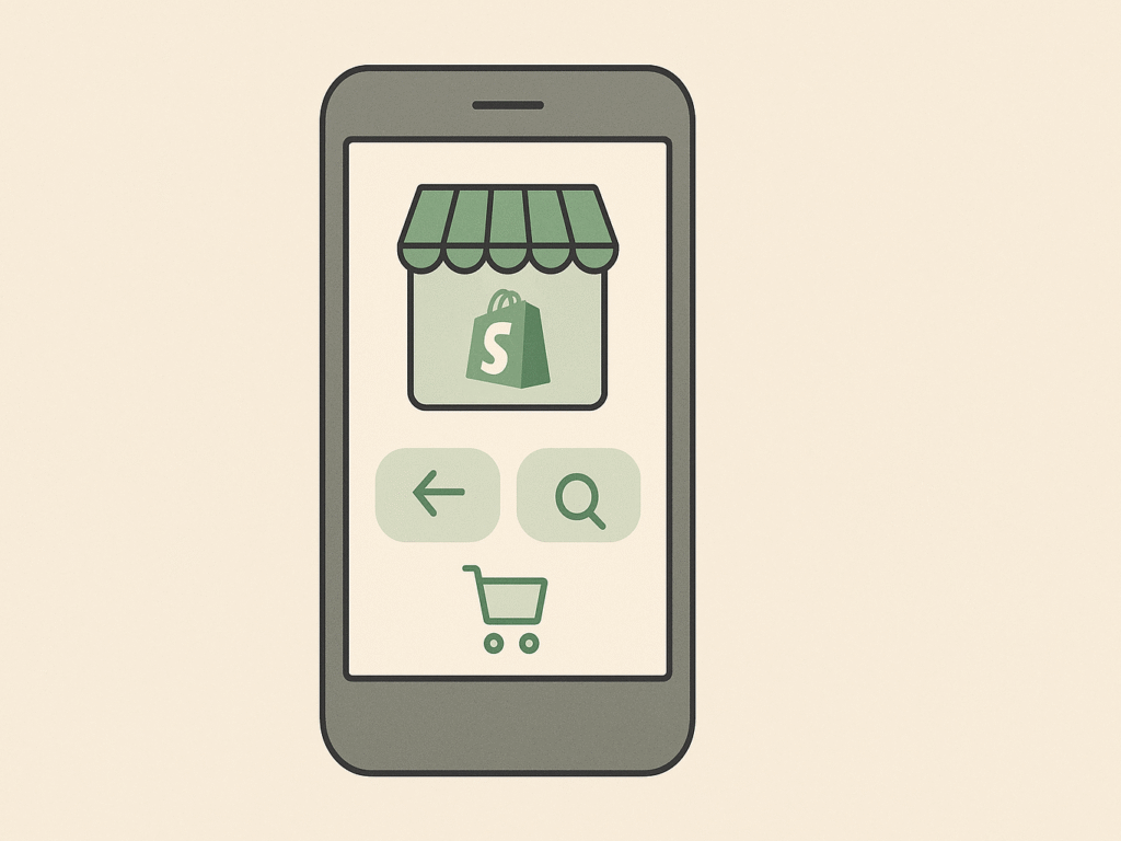 illustration of a smartphone showing a Shopify storefront.