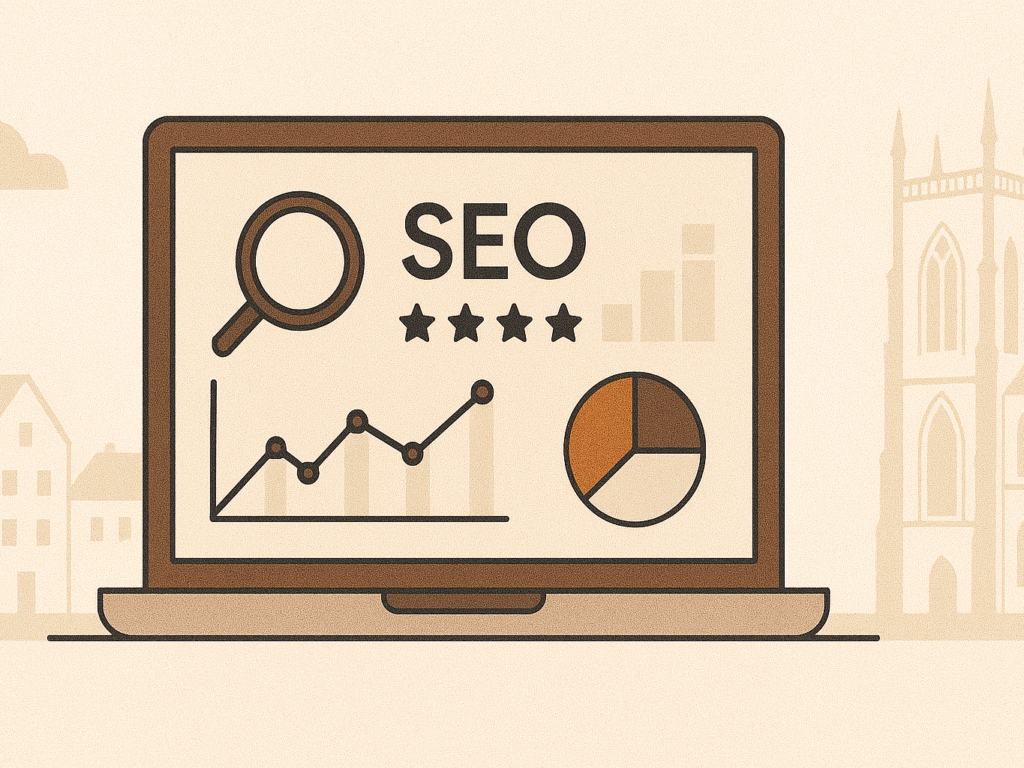 Analytics dashboard showing SEO performance for a York Shopify store.