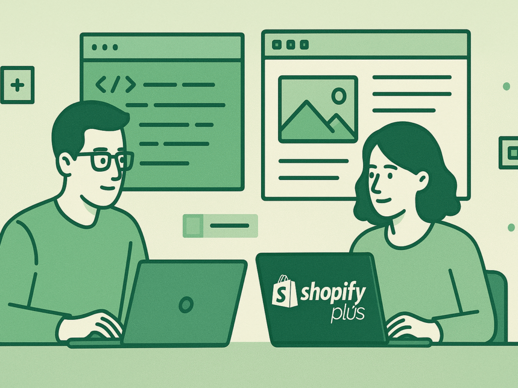 Developers working on custom Shopify Plus e-commerce solutions.