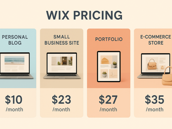 Comparison chart showing Wix pricing for different website types in San Diego.