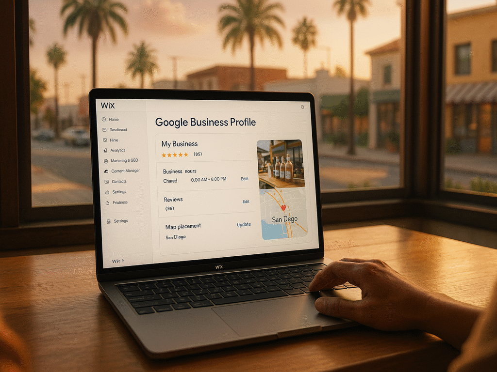 San Diego business owner updating Google Business Profile through Wix.