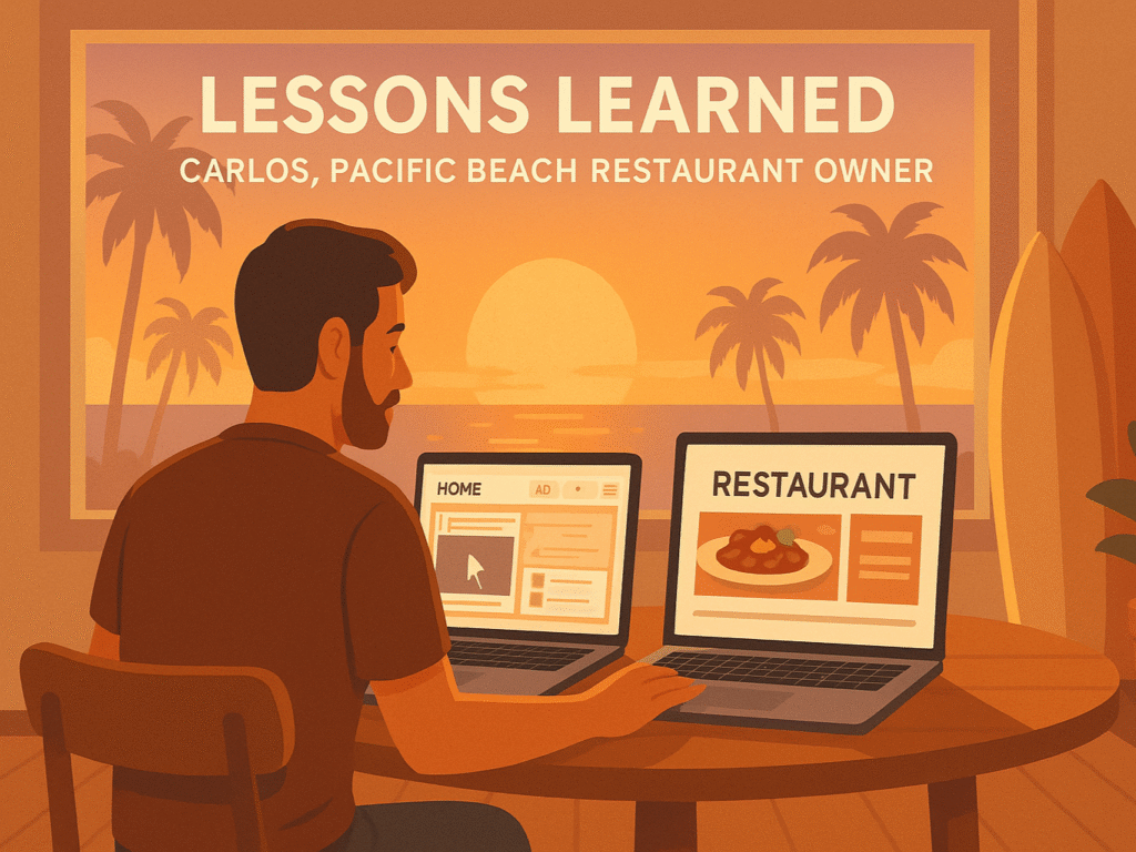 San Diego business owner reflecting on Wix DIY vs Pro design outcomes.